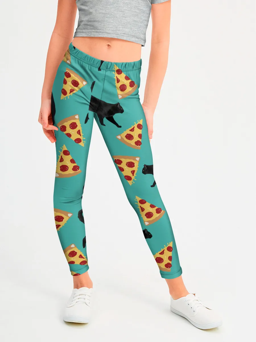 Леггинсы для девочки / Котики и Пиццы