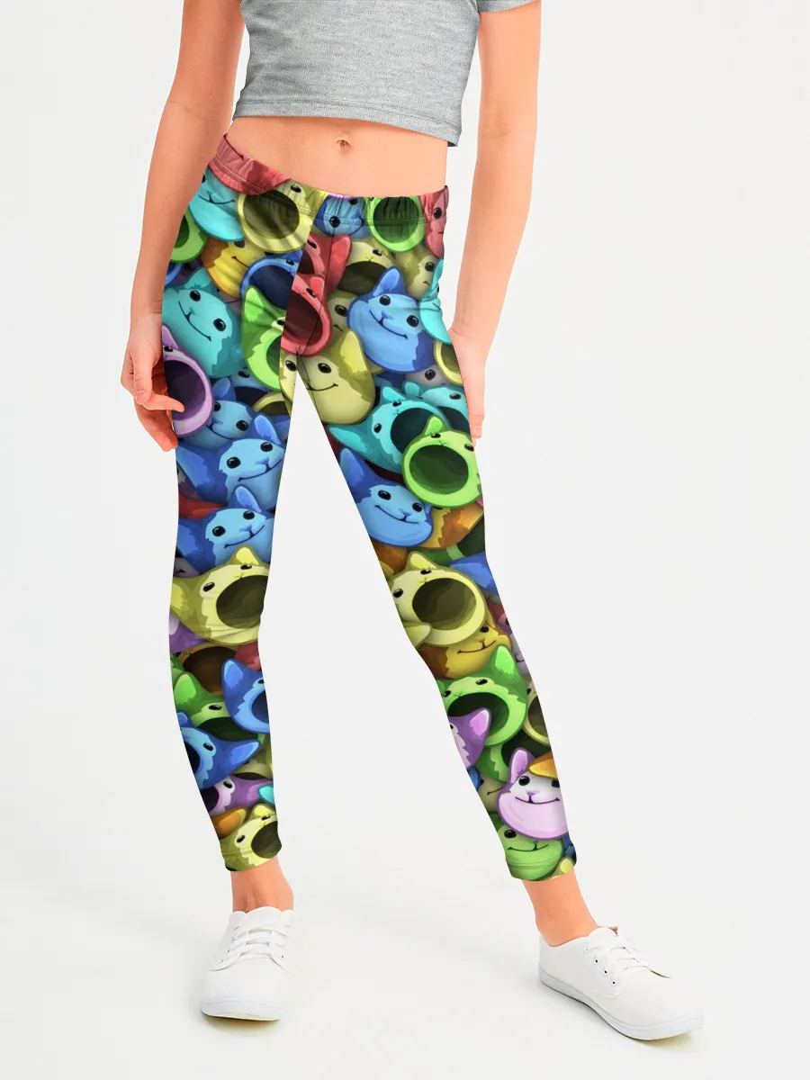 Леггинсы для девочки / Цветные Поп Котики