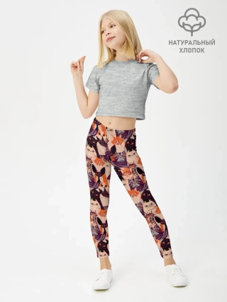 Леггинсы для девочки / Мемные Коты Паттерн