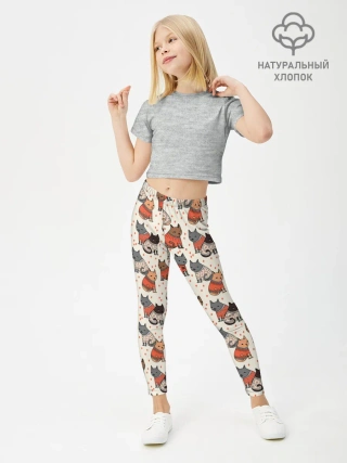 Леггинсы для девочки / Коты в Свитерах Паттерн