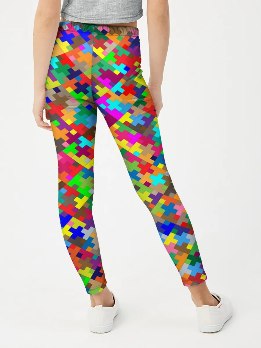 Леггинсы для девочки / РАЗНОЦВЕТНЫЙ ПАЗЛ