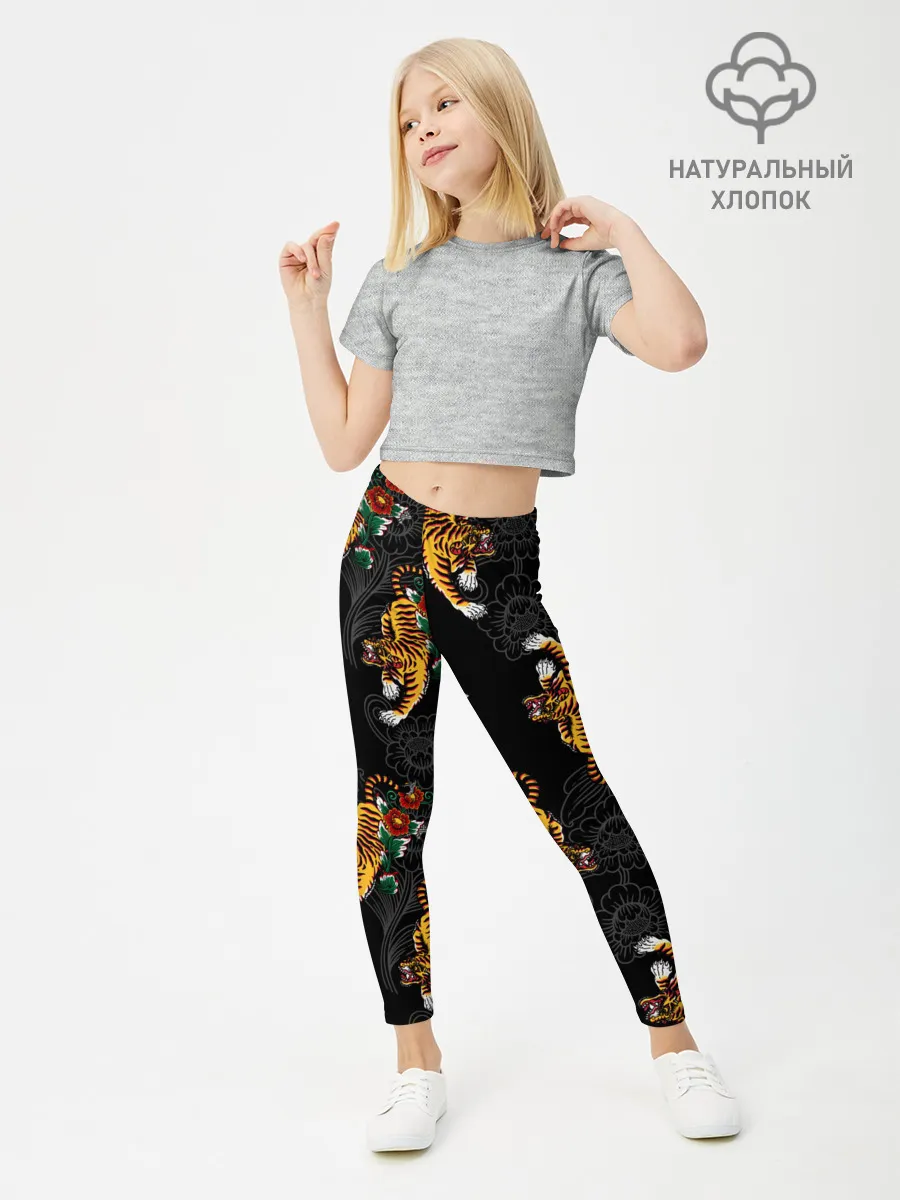 Леггинсы для девочки / Японский стиль - тигры