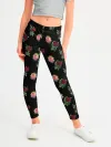 Леггинсы для девочки / принт розы черный фон