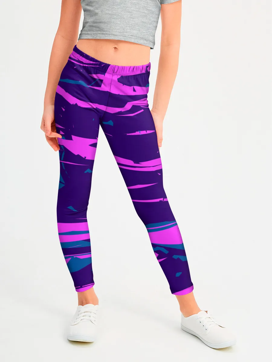 Леггинсы для девочки / CYBERSTYLE NEON CAMOUFLAGE
