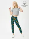 Леггинсы для девочки / Паттерн из Тигров и Растений