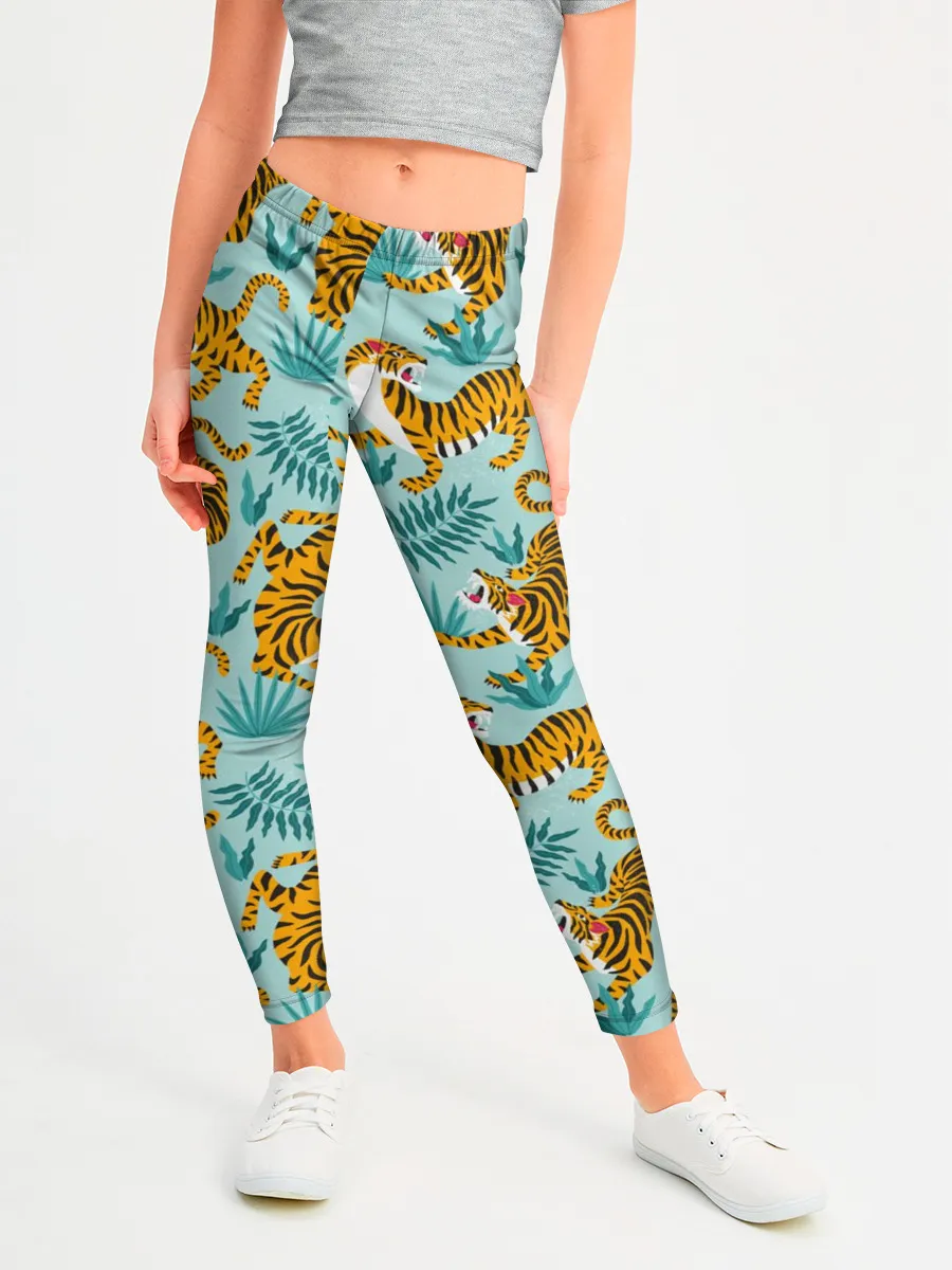 Леггинсы для девочки / Рычащие Тигры Паттерн