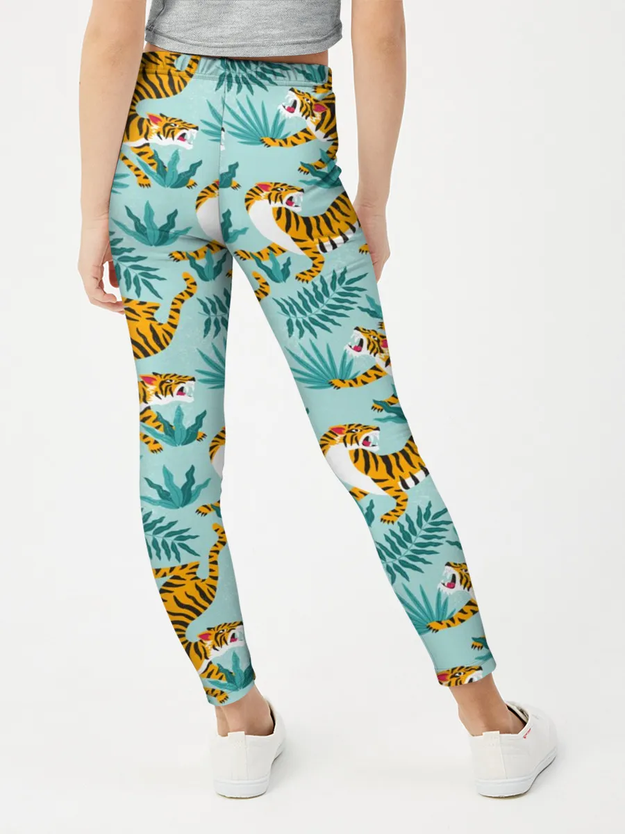 Леггинсы для девочки / Рычащие Тигры Паттерн