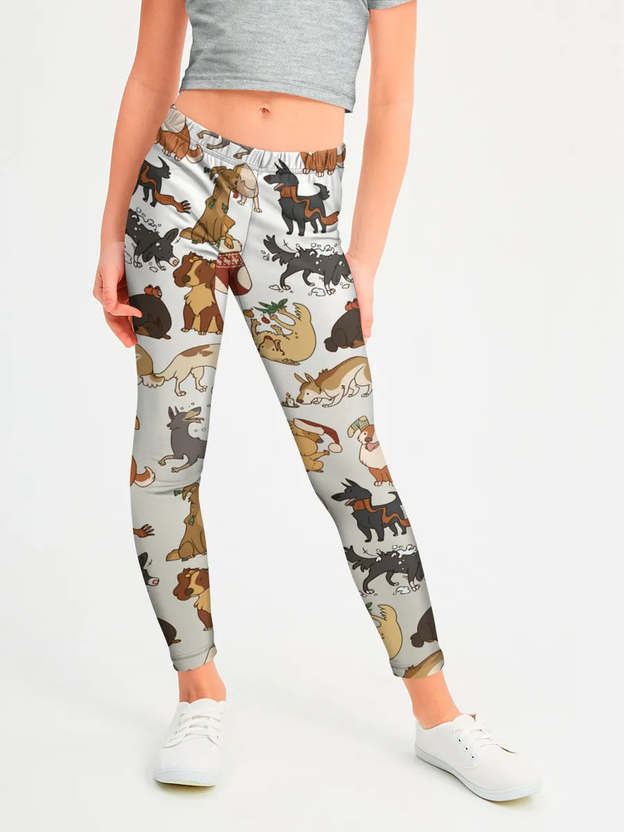 Леггинсы для девочки / узор песики собачки гав