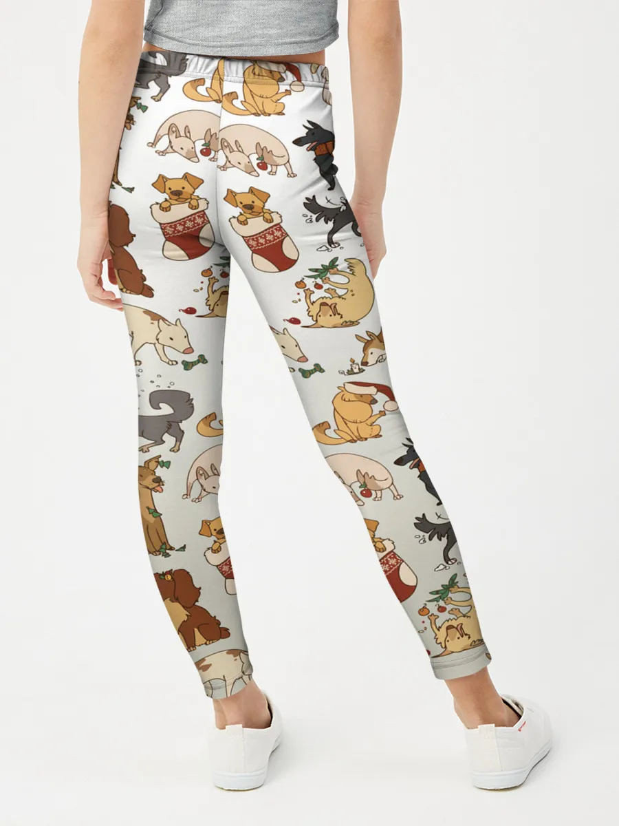 Леггинсы для девочки / узор песики собачки гав