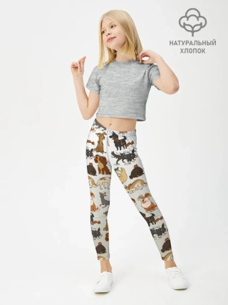 Леггинсы для девочки / узор песики собачки гав