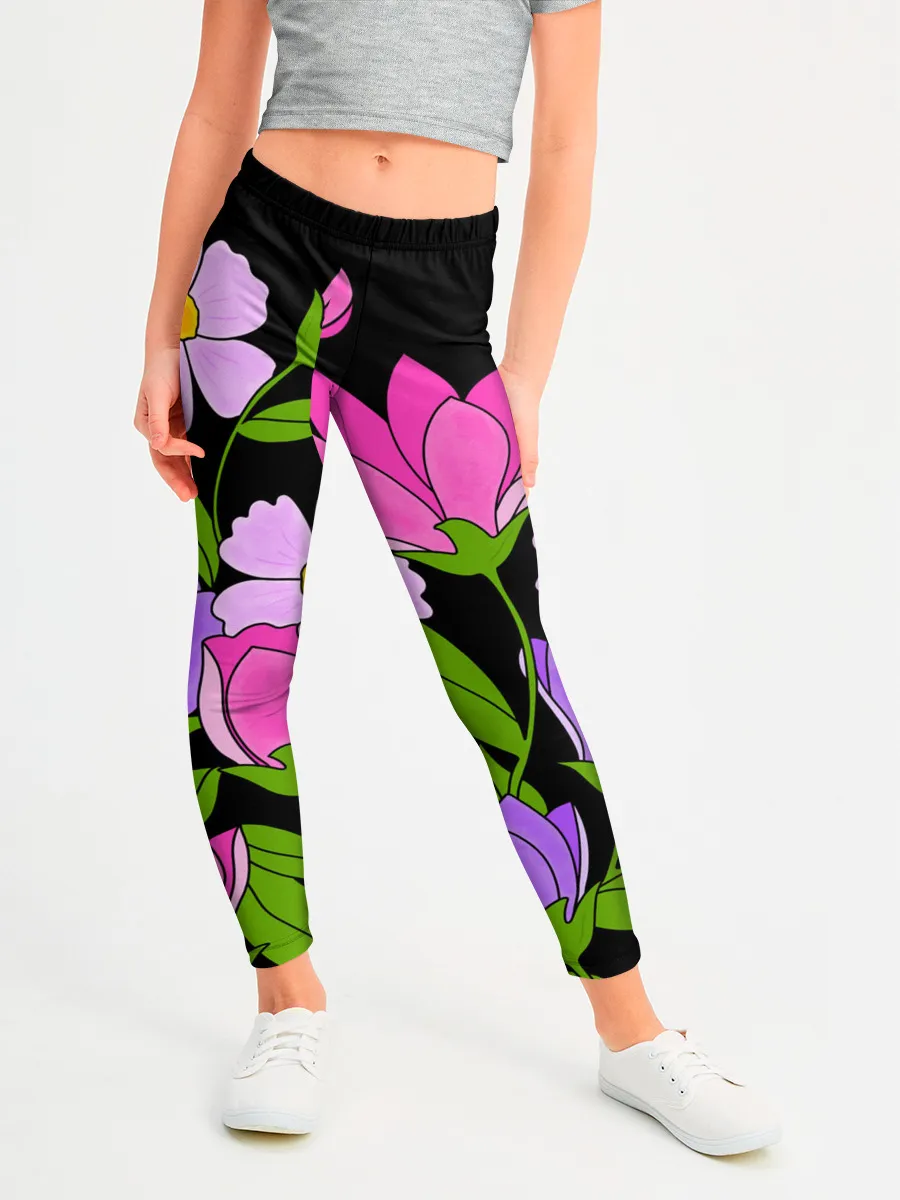 Леггинсы для девочки / Ночные цветы