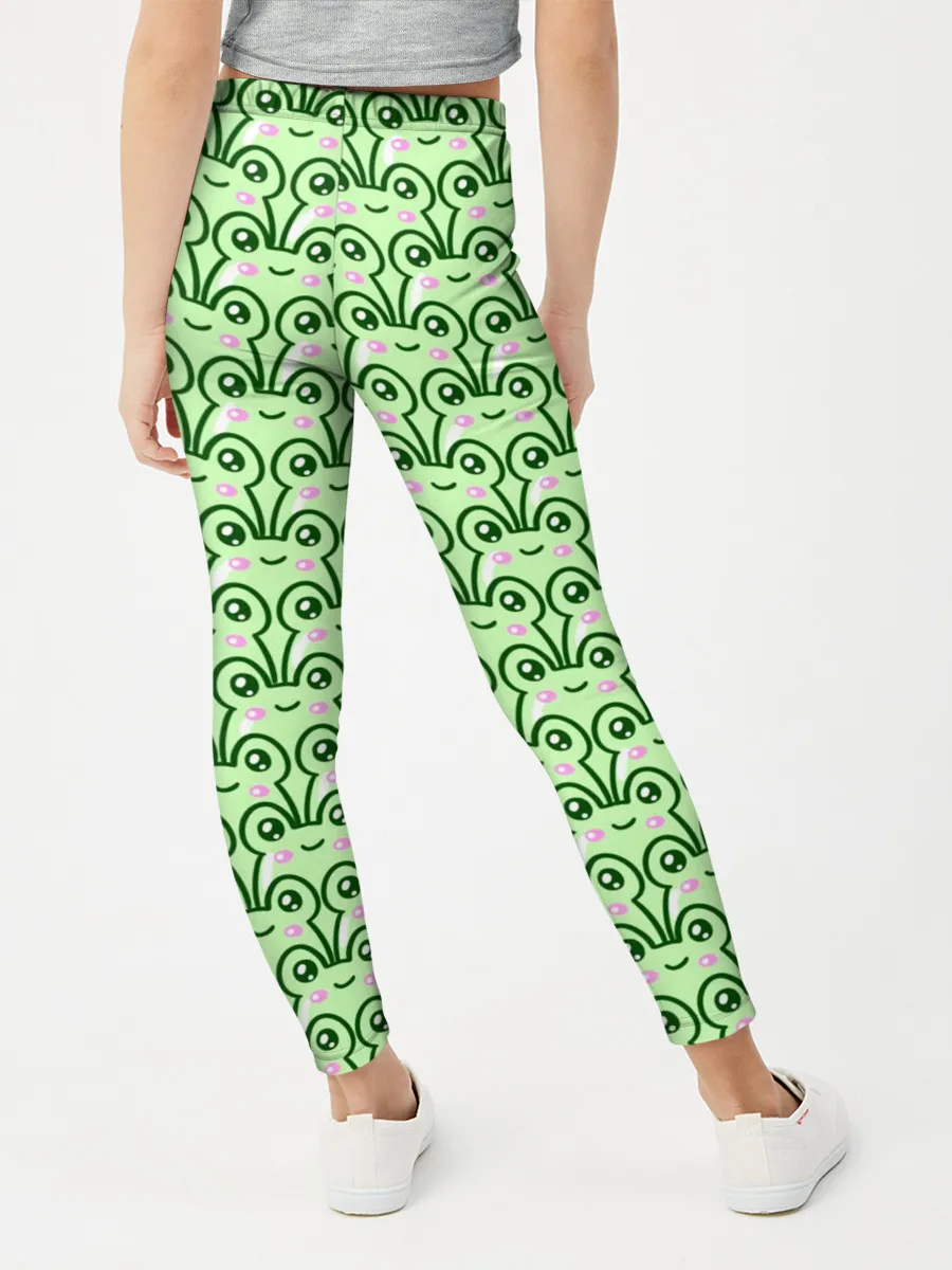 Леггинсы для девочки / милые лягушки