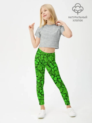 Леггинсы для девочки / Зелёный клевер