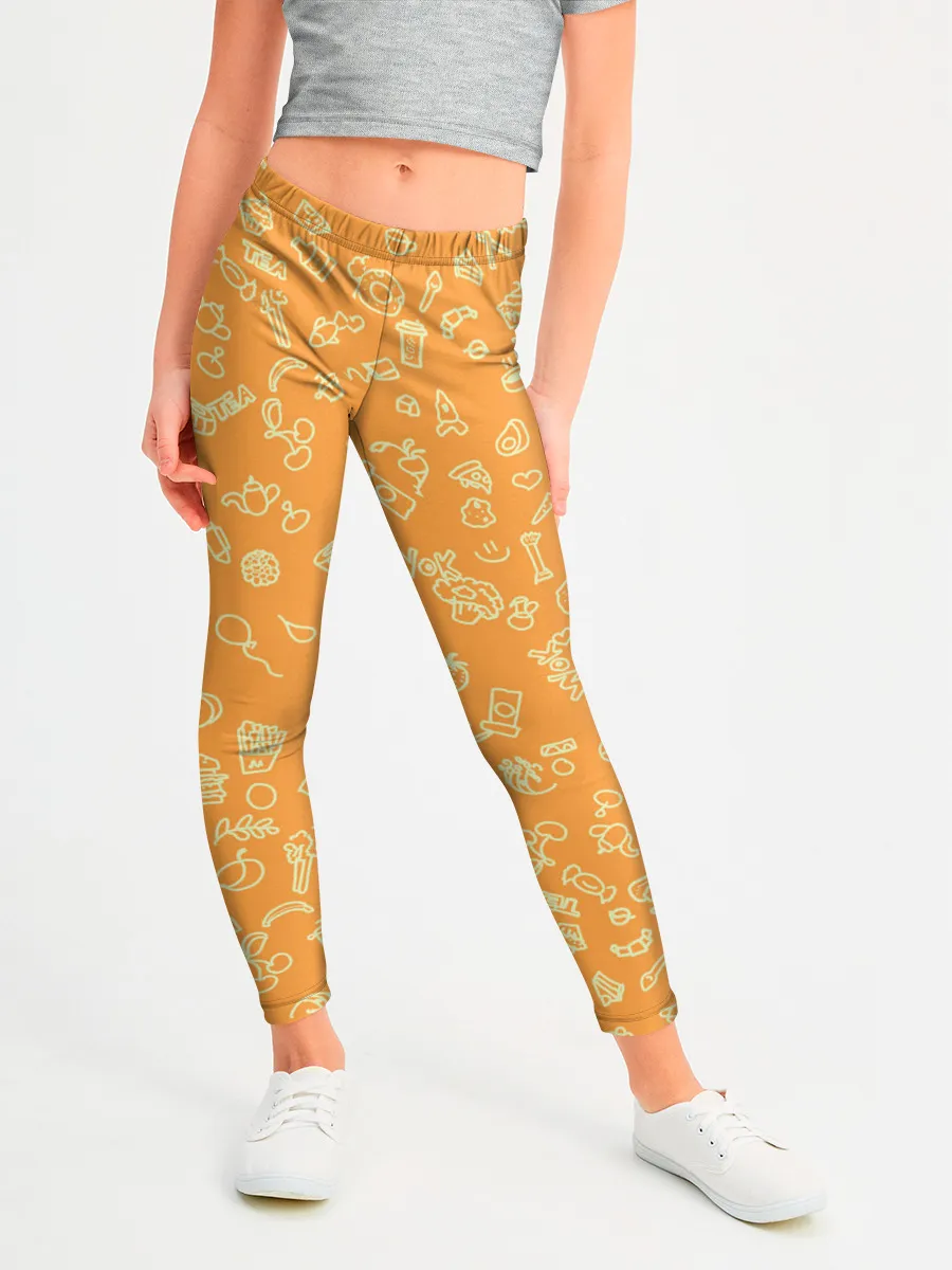 Леггинсы для девочки / оранжевая еда