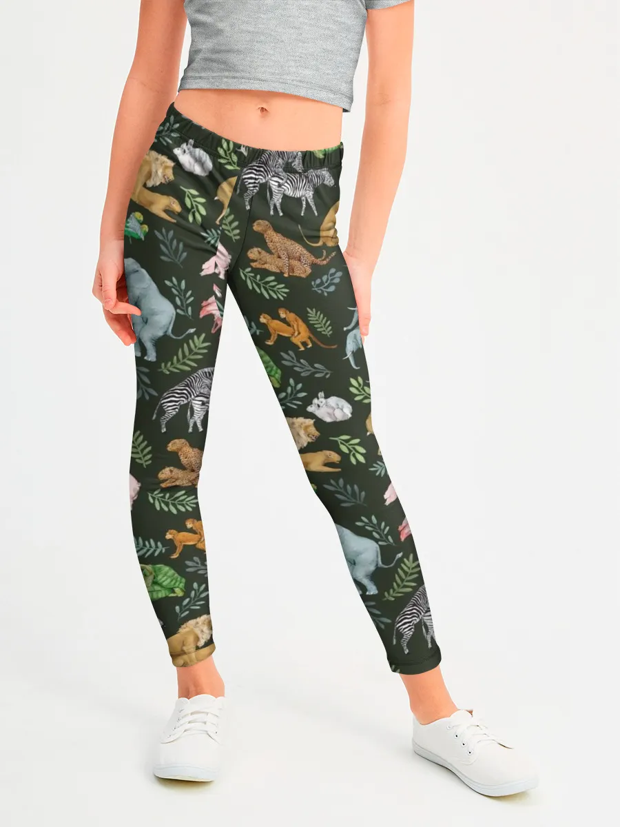 Леггинсы для девочки / Дикие Звери Паттерн