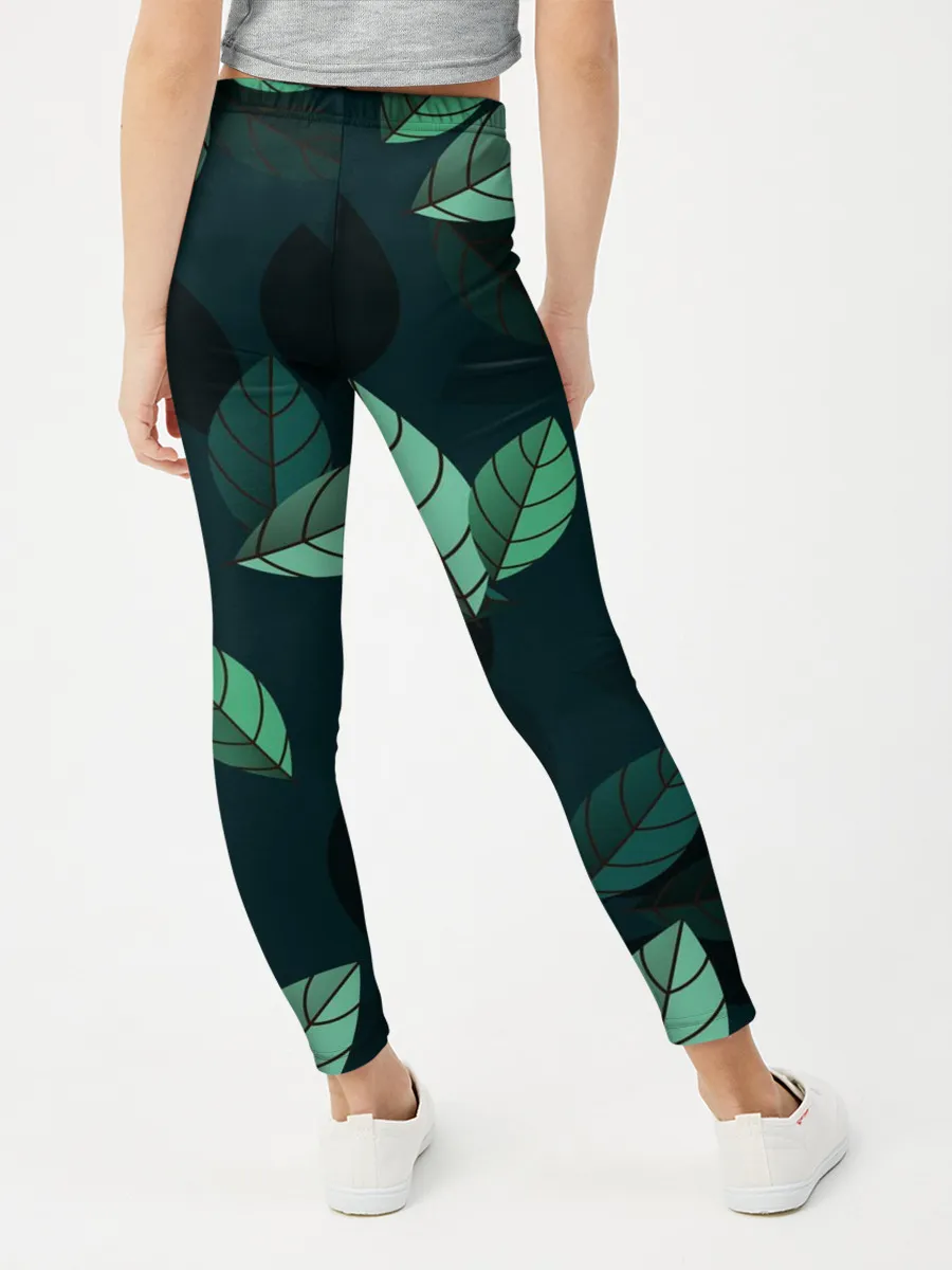 Леггинсы для девочки / Текстура Листья