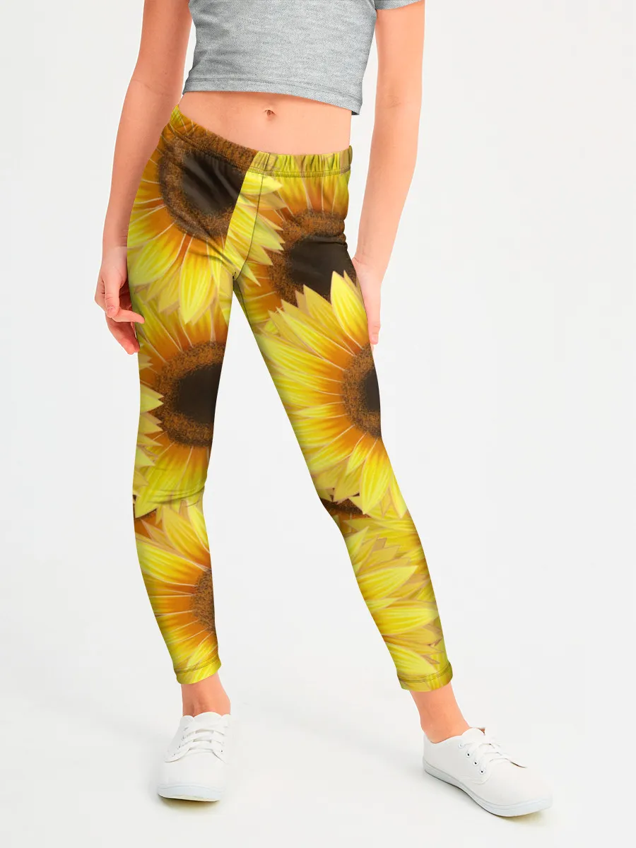 Леггинсы для девочки / Подсолнухи в поле