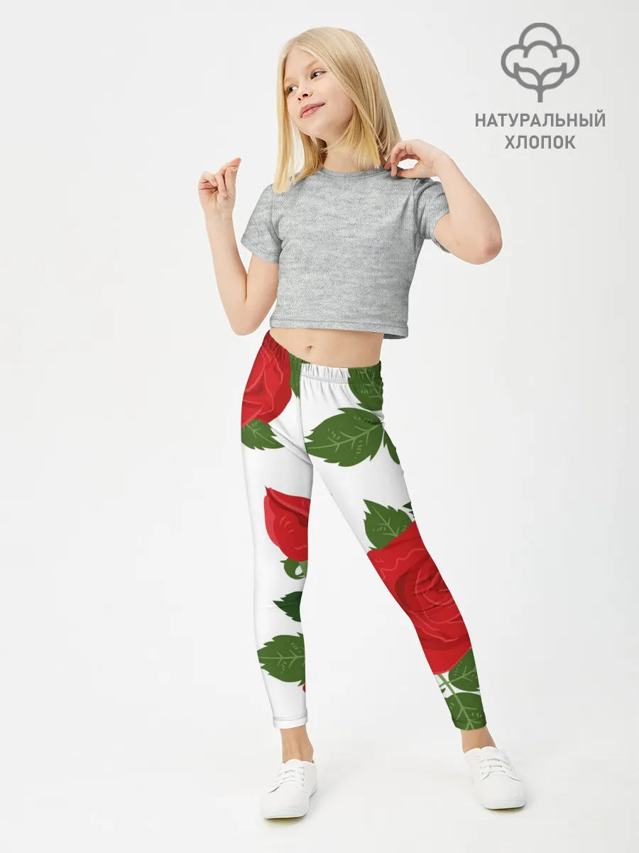 Леггинсы для девочки / Большие розы