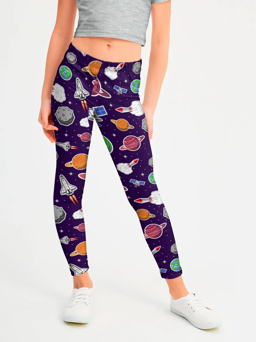 Леггинсы для девочки / Корабли, планеты и спутники