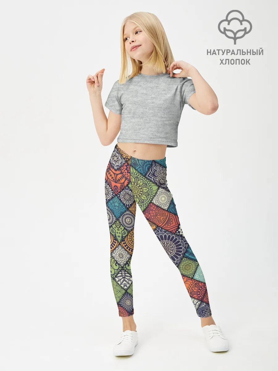 Леггинсы для девочки / ЛОСКУТНАЯ ВЫШИВКА