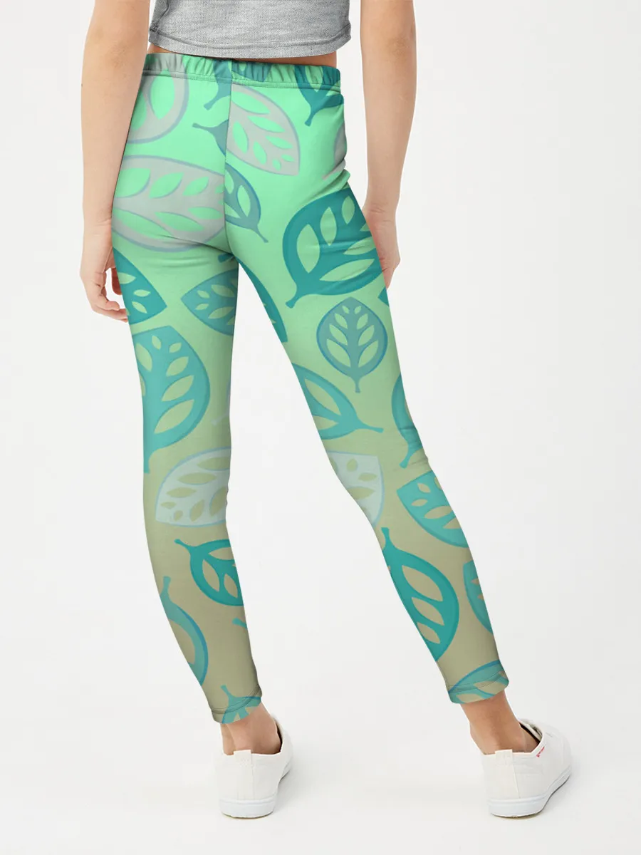 Леггинсы для девочки / узор из листиков