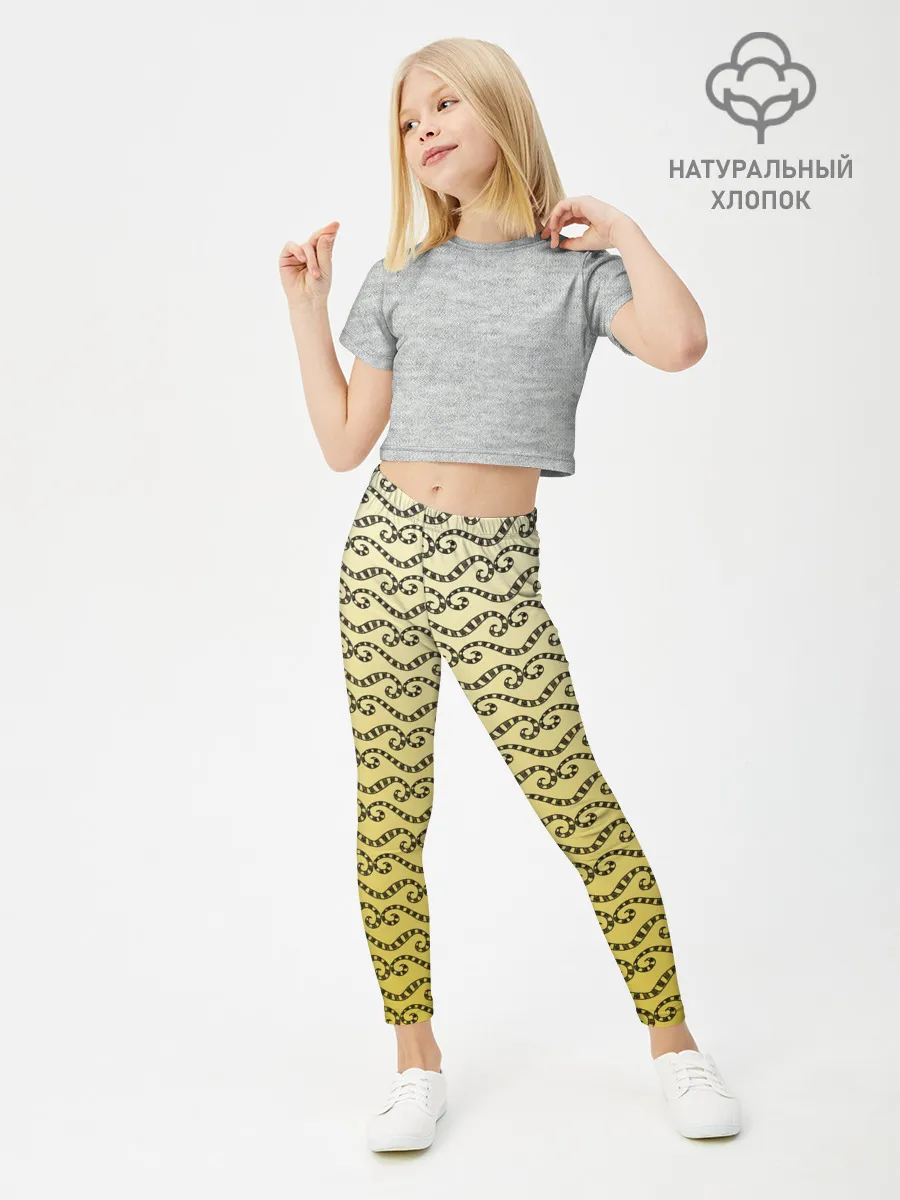 Леггинсы для девочки / рисованный узор усы червячки