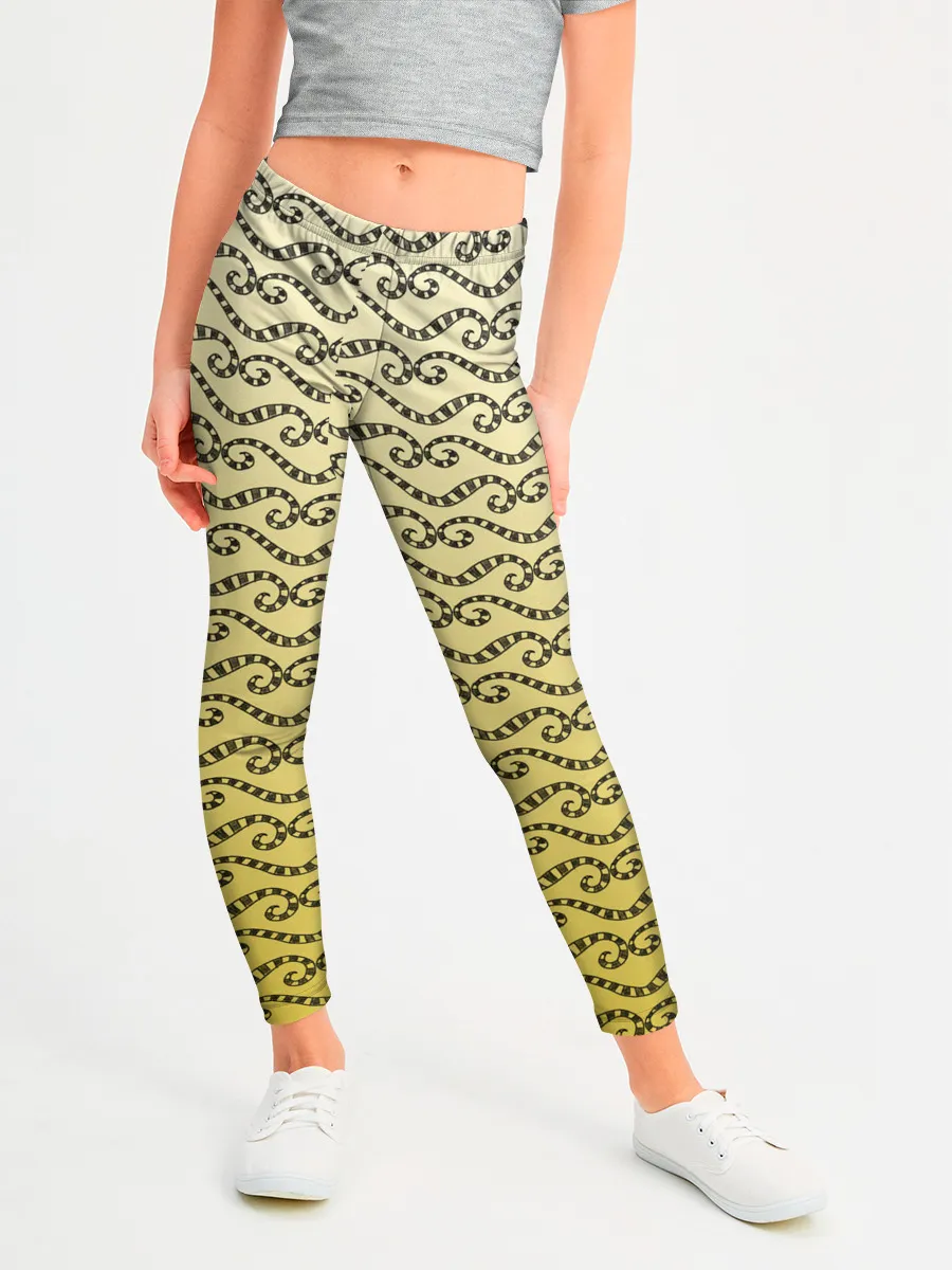 Леггинсы для девочки / рисованный узор усы червячки