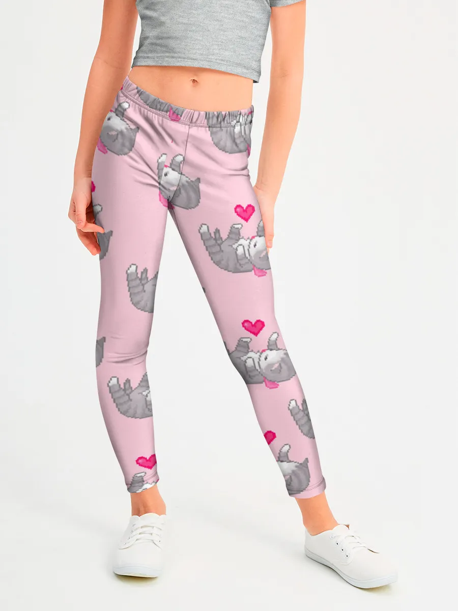 Леггинсы для девочки / Пиксельные котики