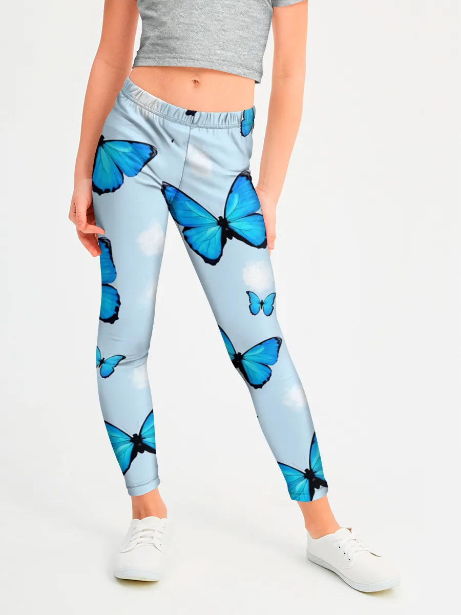 Леггинсы для девочки / Бабочки с Облаками