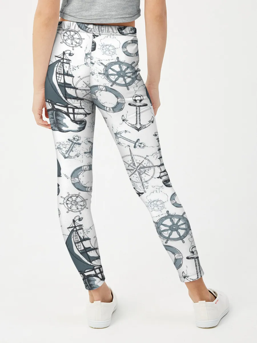 Леггинсы для девочки / Морской узор Nautical Pattern