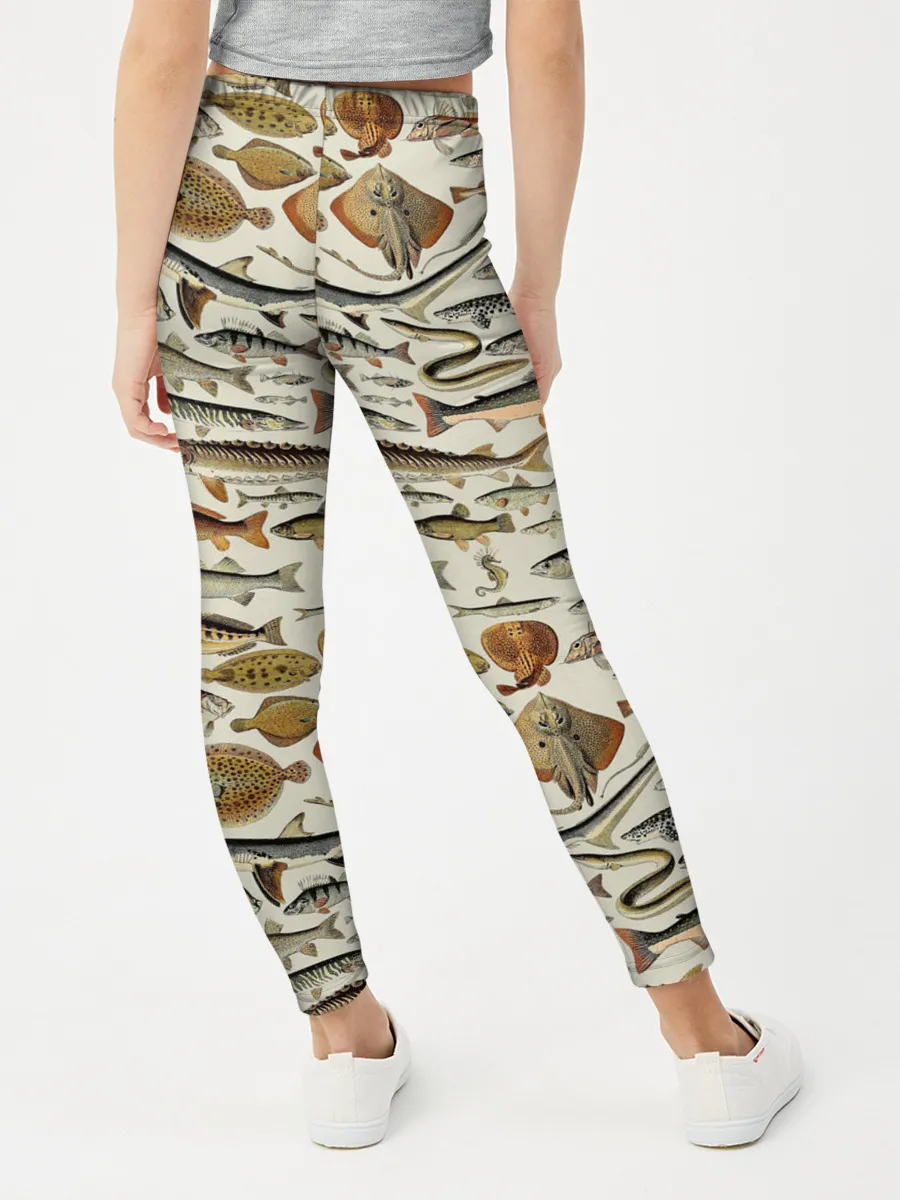 Леггинсы для девочки / рыбный паттерн
