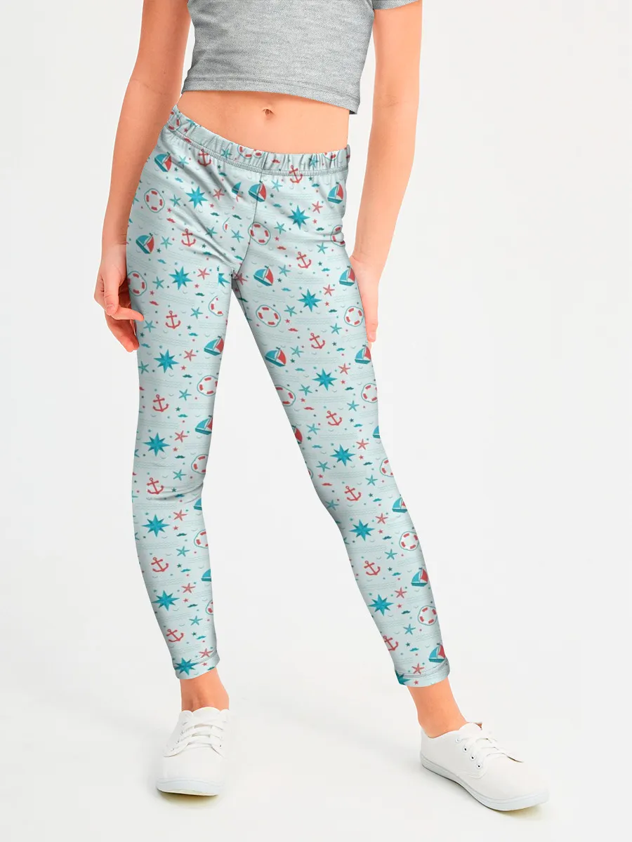Леггинсы для девочки / Морской узор