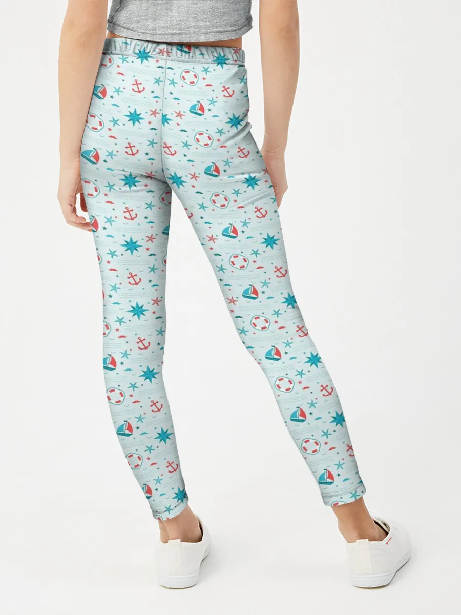 Леггинсы для девочки / Морской узор