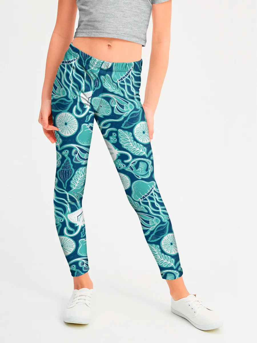 Леггинсы для девочки / Скаты и медузы