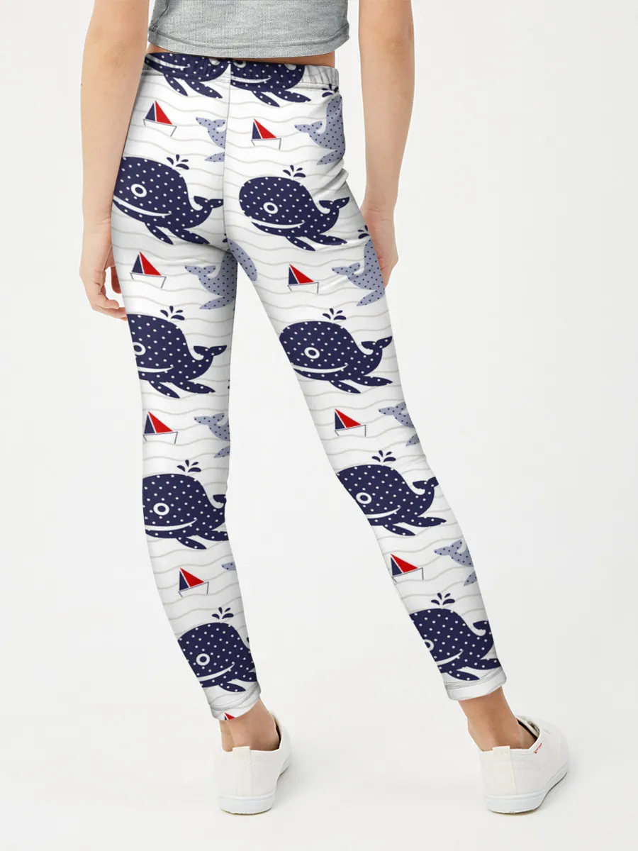 Леггинсы для девочки / Киты и яхты