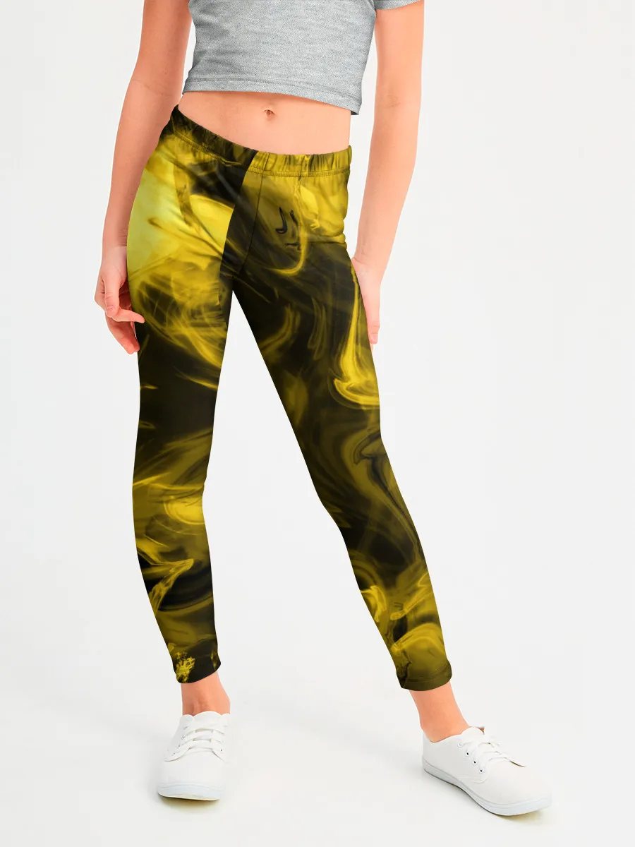 Леггинсы для девочки / Желтый Неоновый Дым