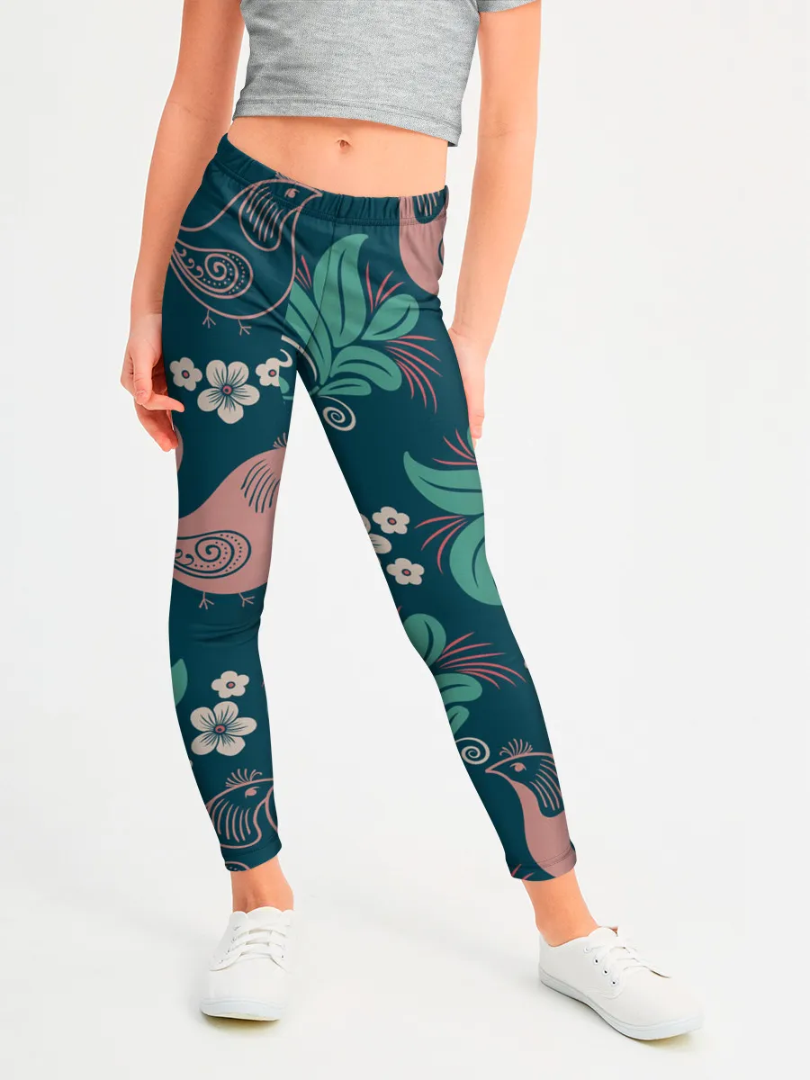 Леггинсы для девочки / Птицы в Цветах