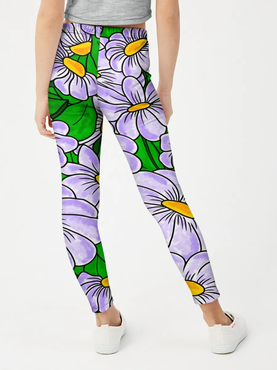 Леггинсы для девочки / Цветы Лавандовые ромашки