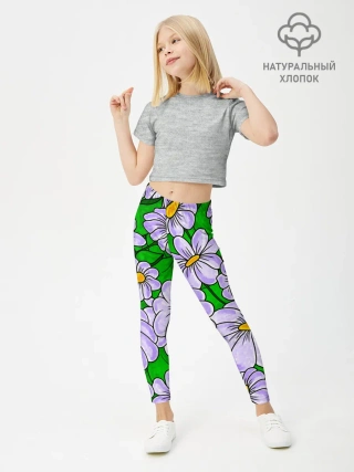 Леггинсы для девочки / Цветы Лавандовые ромашки