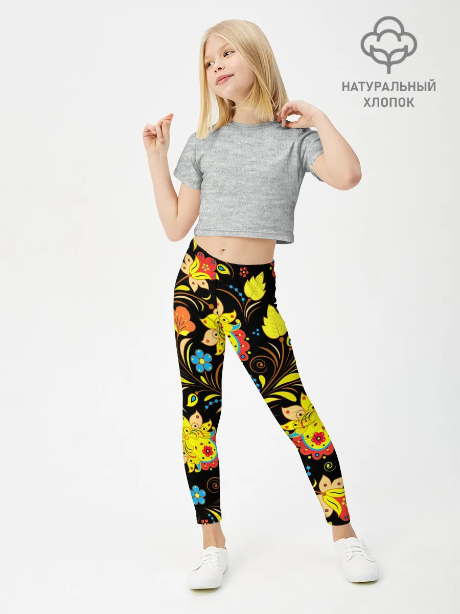 Леггинсы для девочки / РОСПИСЬ УЗОР ХОХЛОМА