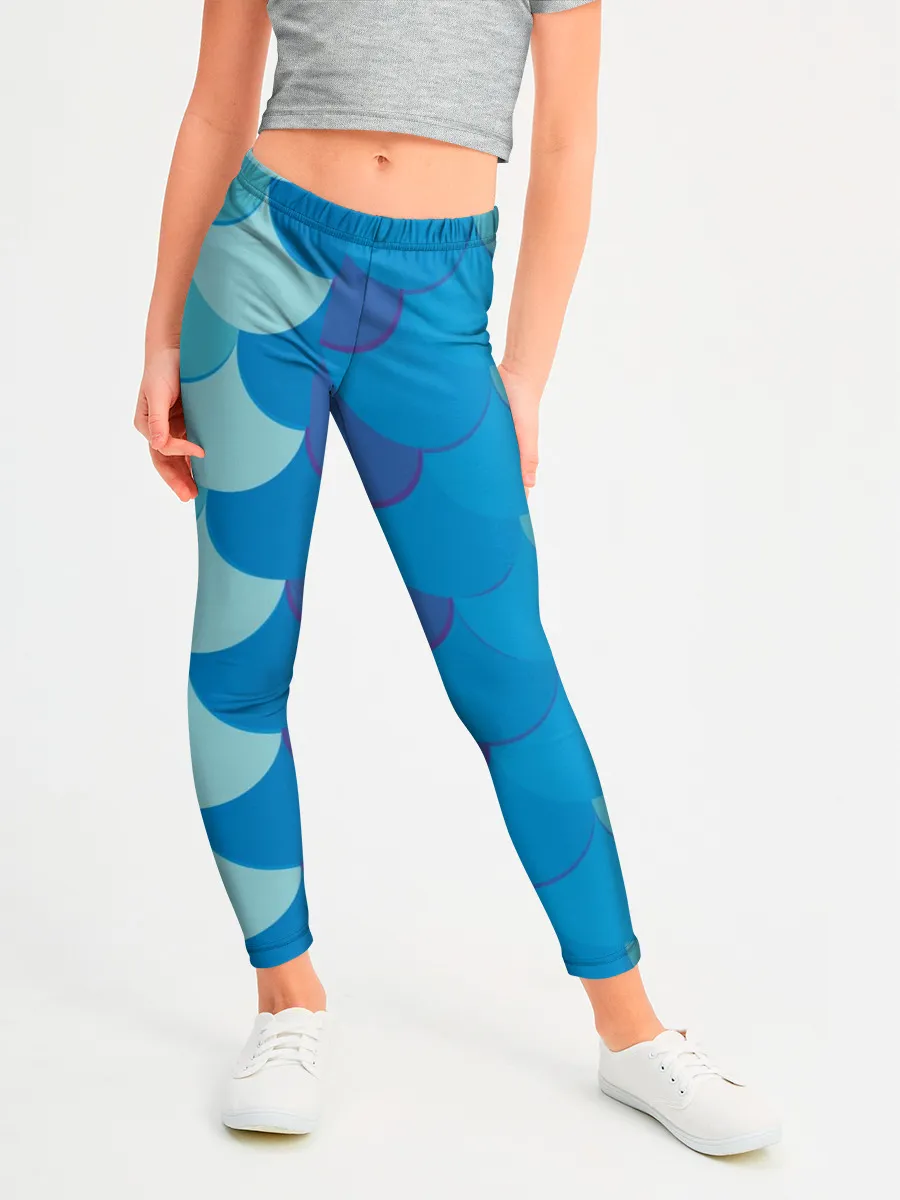 Леггинсы для девочки / Синяя чешуя рыбы