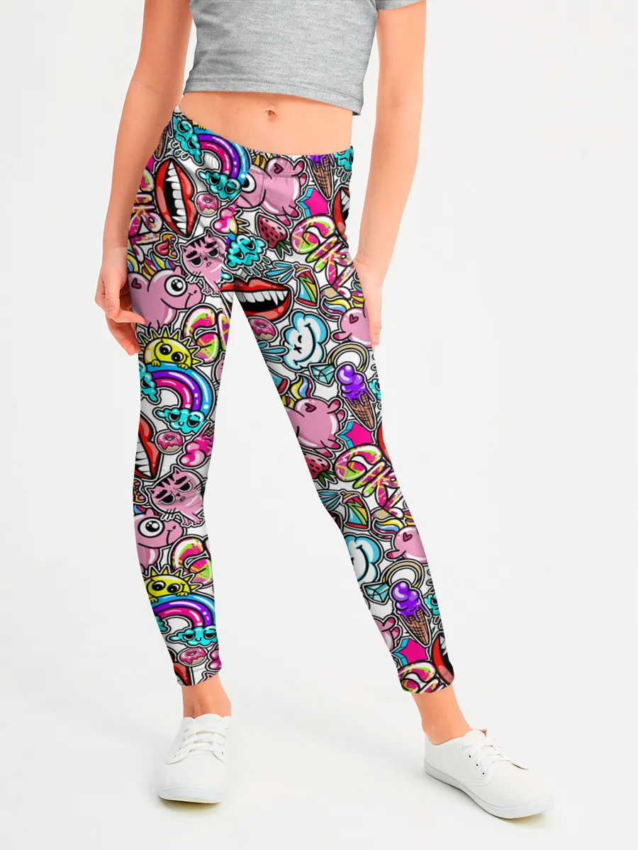 Леггинсы для девочки / сумасшедший стикербомб