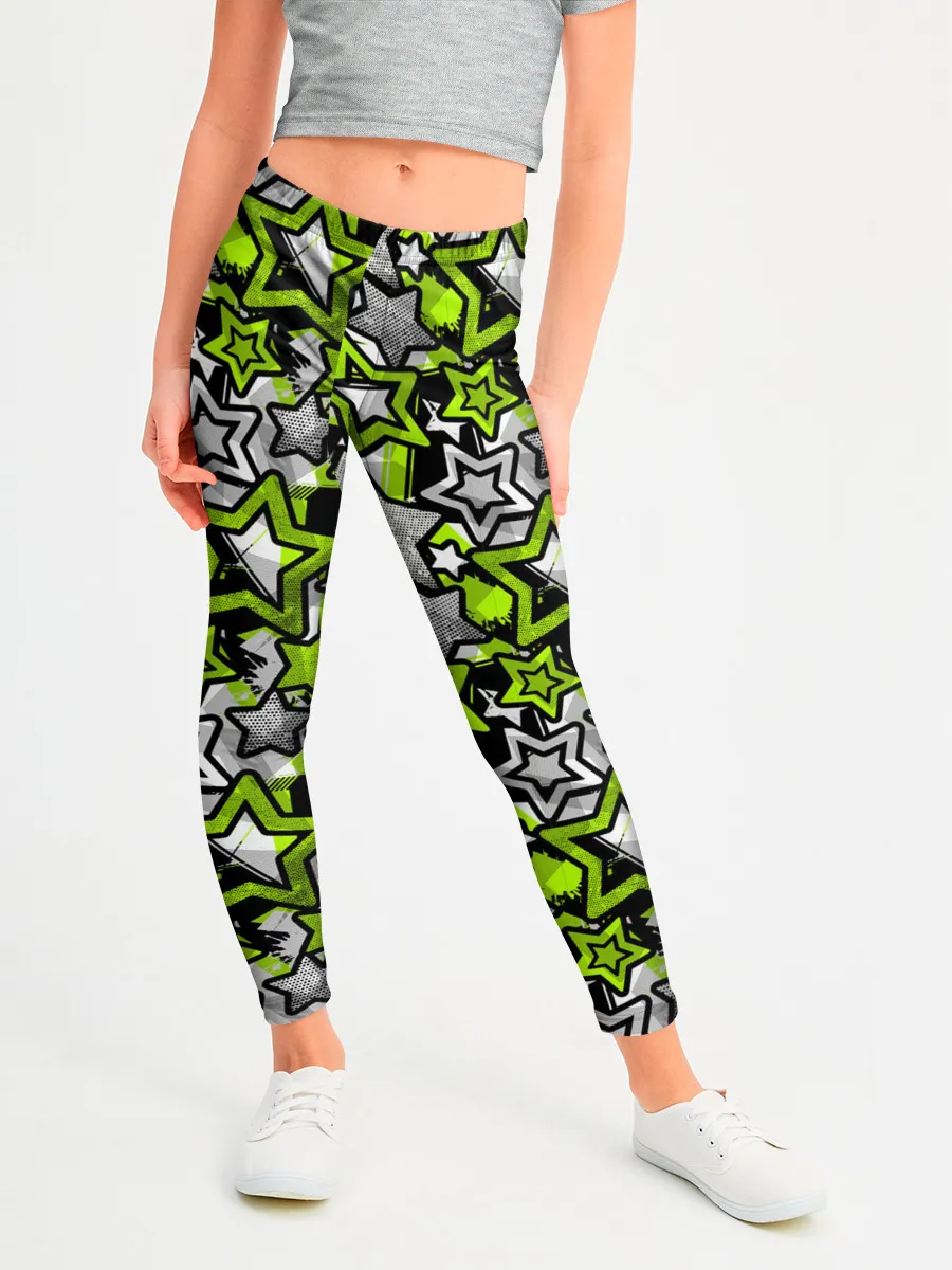Леггинсы для девочки / 3D звездочки