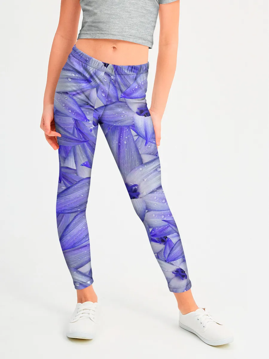 Леггинсы для девочки / Синие Цветы