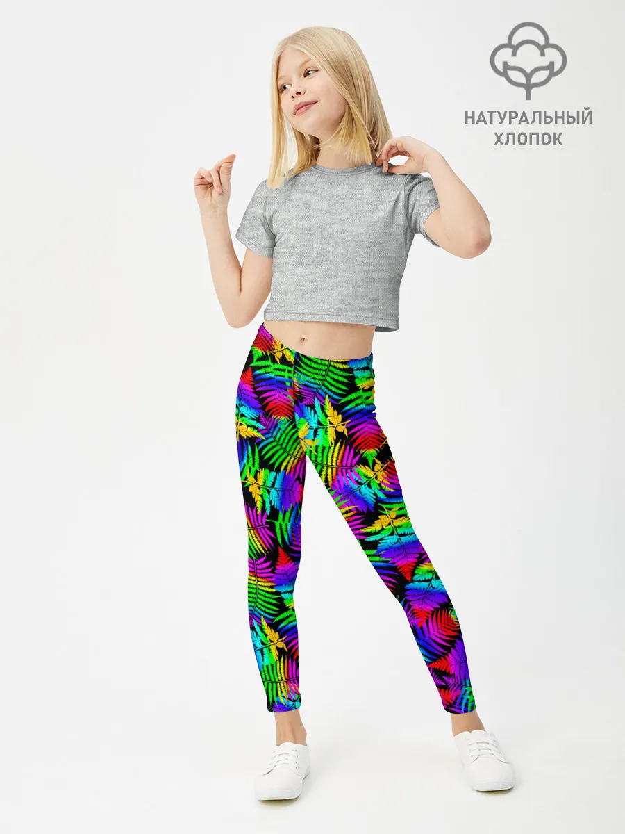 Леггинсы для девочки / Неоновый папоротник