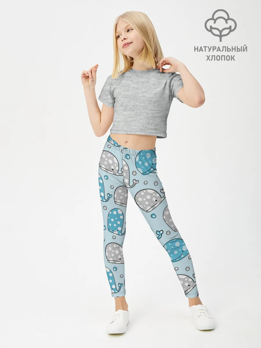 Леггинсы для девочки / Киты паттерн