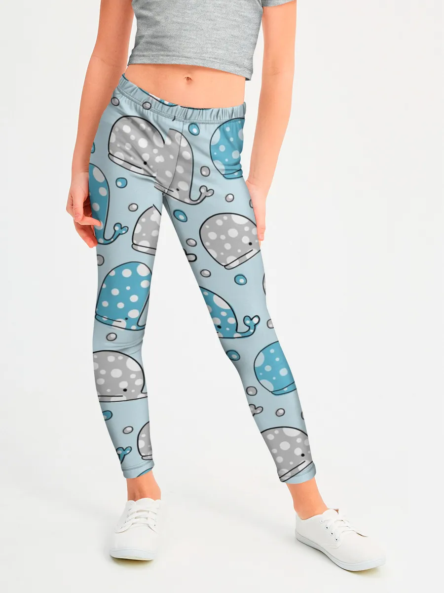 Леггинсы для девочки / Киты паттерн