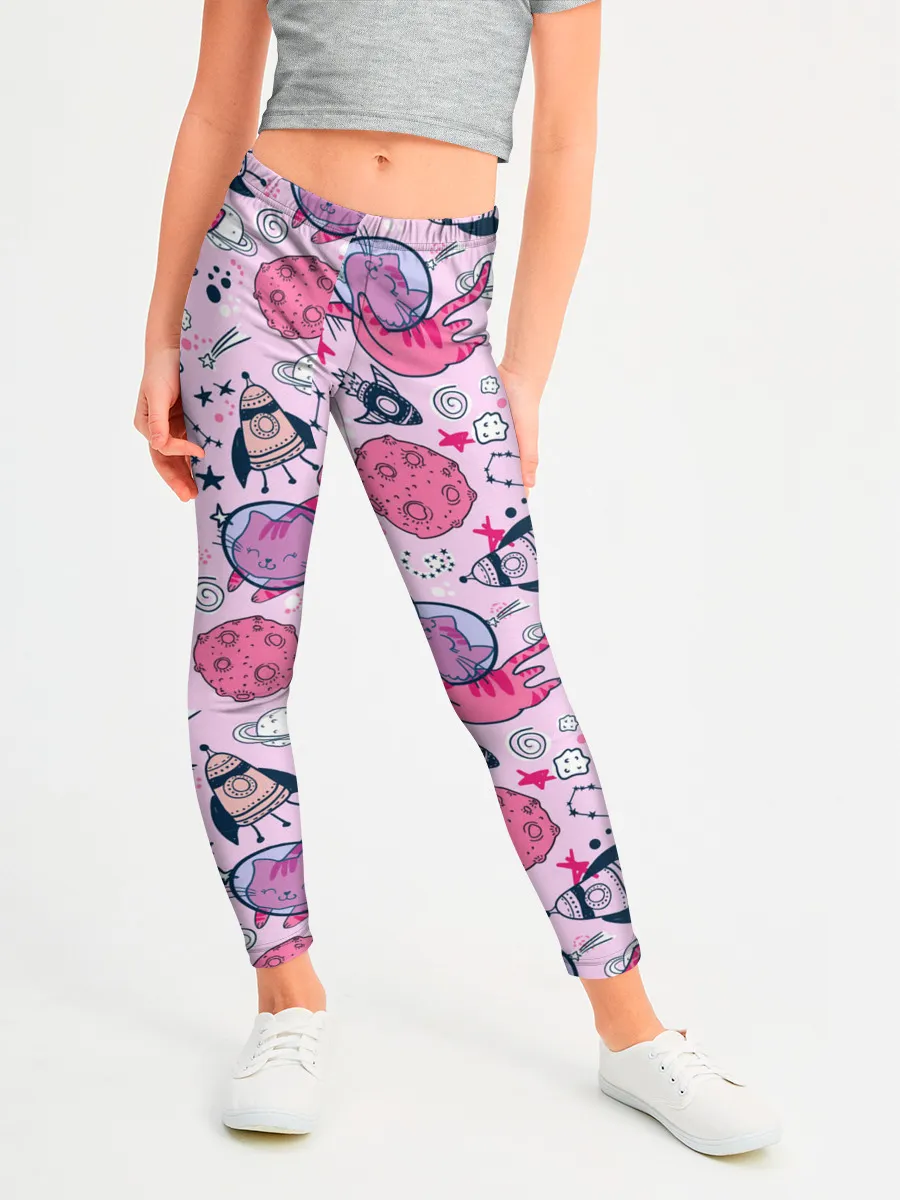 Леггинсы для девочки / Кошки в космосе