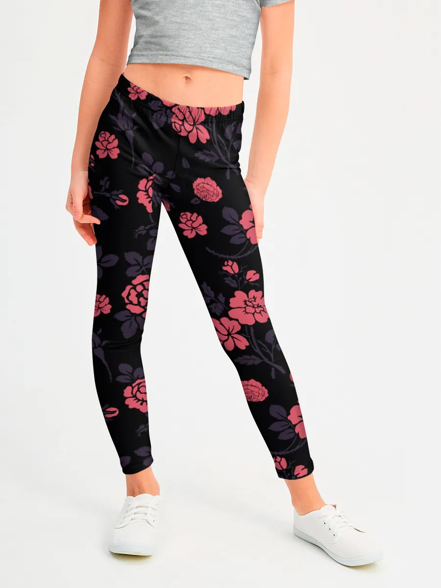 Леггинсы для девочки / Ночные розы