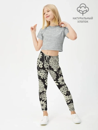 Леггинсы для девочки / Белые цветы